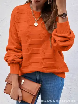 New Long Sleeve Knitted Pullover Women Black