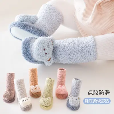 Newborn Baby Socks & Shoes Coral Velvet 0-3M
