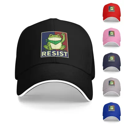 Navy Blue Resist Frog Cap Graphic Design