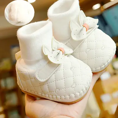 Baby Shoes Soft Sole Non-Slip Winter Fleece-Lined Thickeneded Beginner Baby Shoes 0-1 Years Old Toddler Shoes Socks Shoes