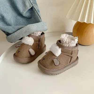 Autumn and Winter Baby Shoes for Boys 1-3 Years Old, Girls' Thickeneded Warm Cotton Shoes, Baby Shoes, Soft-Soled Toddler Snow Boots