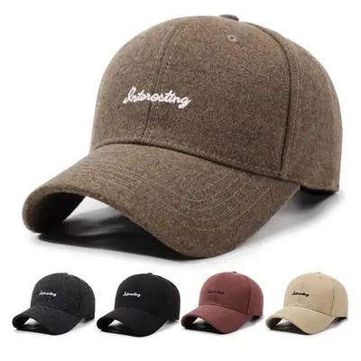 Men Winter Beige Baseball Cap with Embroidered Letter