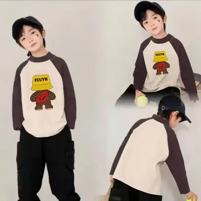 Boys Thermal Long Sleeve T-Shirt with Bear Print