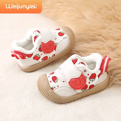 2025 New Baby Girl Cotton Shoes Toddler Shoes Autumn and Winter Baby Shoes Soft Sole Fleece-Lined 1 to 2-3 Years Old Girls Shoes
