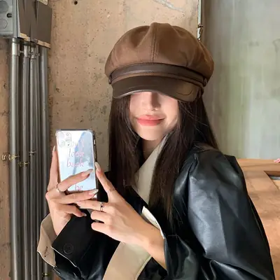 Women Face-Slimming Cloud Cap Autumn Winter Melard Outfit