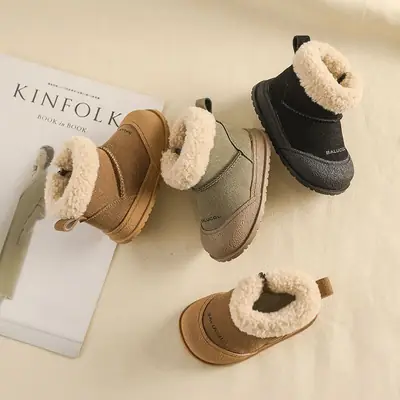 Baby Boy Snow Boots, Girls' Cotton Shoes, Winter Kidsren's Thickeneded Velvet Cotton Boots, Boys' Shoes, Warm Baby Toddler Shoes