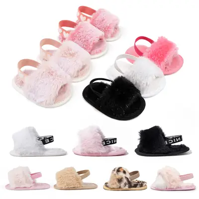 Cross-Border Popular Baby Shoes, Fashionable Fine Glitter, Comfortable Soft-Soled Plush Slippers, Indoor Non-Slip Baby Toddler Shoes Wholesale