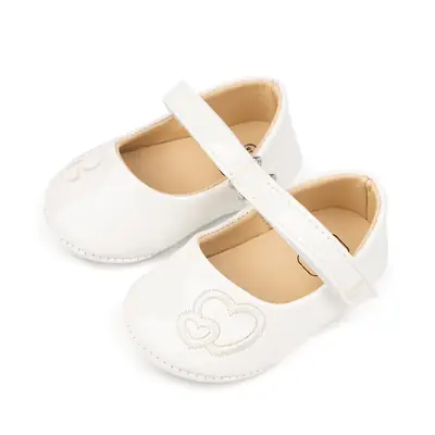 White Embroidered Baby Shoes for Toddler Non-Slip Soft Sole