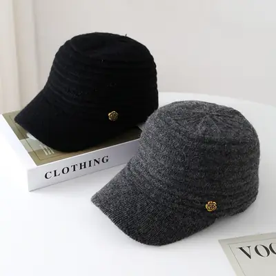 2025 Duckbill Cap Women Warm Knit Baseball Cap