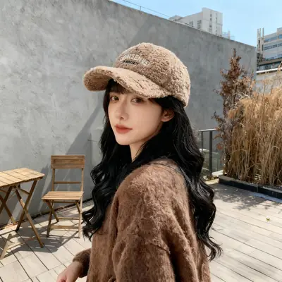 Black Wool Embroidered Hat for Women Winter Warm