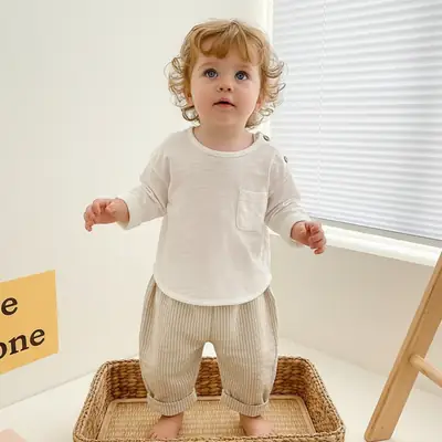 Korean Style Kids T-Shirt 0-5Yr Pure Color Autum