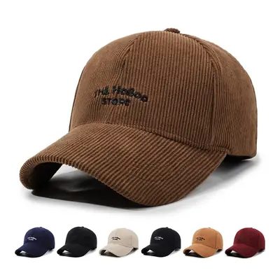 Women Red Corduroy Baseball Cap with Letter Embroidery
