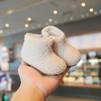 Winter Baby Girl Boots, Furry Shoes, Baby Soft-Soled Shoes, Toddler Shoes, Velvet Cotton Shoes, Princess Shoes, Girls' Short Boots