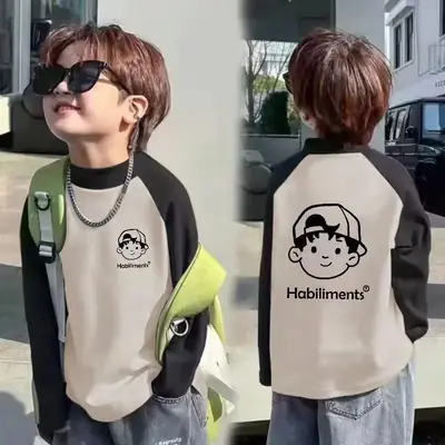 Derong Warm Long Sleeve T-Shirt Boys Korean Style Printed