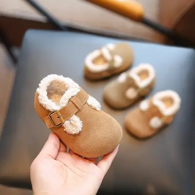 Baby Girl Birkenstock Shoes Winter Fleece-Lined Kidsren's Cotton Shoes Soft Sole Baby Toddler Shoes Girls Furry Shoes Boys Shoes