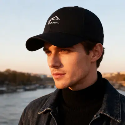 Men Sunshade Cap with Mountain Logo Grey