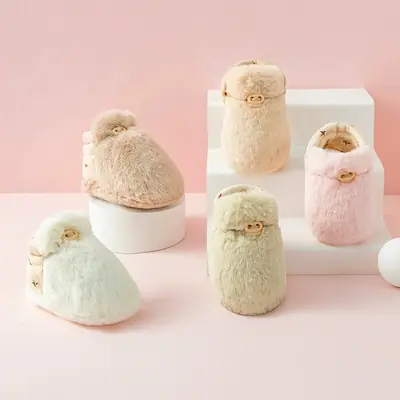 Baby Shoes 0-12 Months Socks Shoes Autumn and Winter Furry Shoes Thickeneded Quilted Warm Pre-Step Soft Sole Kidsren's Fleece-Lined Shoes