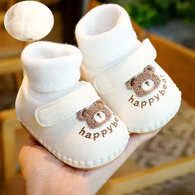 Baby Shoes Soft Sole Non-Slip Winter Fleece-Lined Thickeneded Beginner Baby Shoes 0-1 Years Old Socks Shoes Toddler Shoes