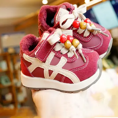 Toddler Shoes Winter Velvet Thickeneded Beginner Baby Shoes 1-3 Years Old Baby Shoes Soft Sole Non-Slip Sports Shoes
