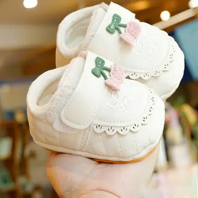 Baby Shoes Soft Sole Non-Slip Winter Fleece-Lined Thickeneded Beginner Baby Shoes 0-1 Years Old Toddler Shoes Little Princess