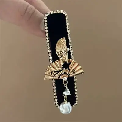 Flower Diamond Bell Long Tassel Hairpin Accessible Luxury Design Ethnic Style Fashionable Hair Accessories Women's Bb Clip