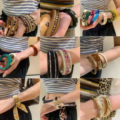 French Autumn and Winter Flocked Leopard Print Wide Open Bracelet Light Luxury High-End Bracelet Retro Ethnic Style Versatile Bracelet