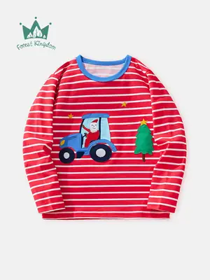 Kids Red Wave Striped Long Sleeve T-Shirt