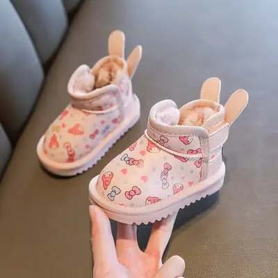Winter Baby Boy Shoes, Toddler Shoes, Fleece-Lined Girls' Snow Boots, Baby Shoes, Soft-Soled Non-Slip Kidsren's Cotton Shoes