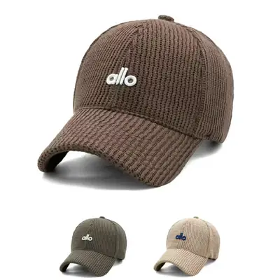 Korean Letter Embroidered Baseball Cap Brown