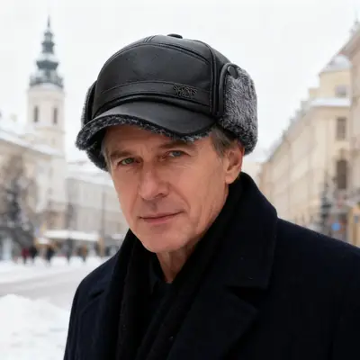 Winter Warm Leather Peaked Cap for Men