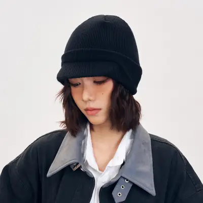 Men Winter Reversible Knit Beanie Hat with Ear Flap