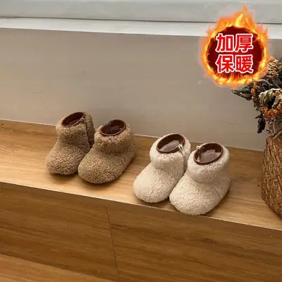 New Furry Boots for Girls, Snow Boots, Soft Soles, Thickeneded Toddler Shoes, Winter Boys' Plush Furry Shoes, Baby Cotton Shoes