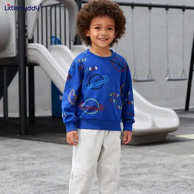 Blue Cartoon Kids Sweatshirt for Boys Autumn Winter