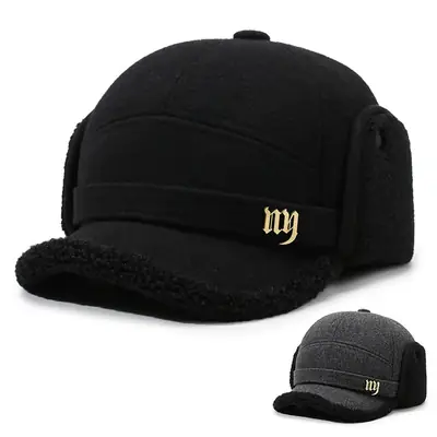 Aoteng Woolen Baseball Cap Black Fleece Lined