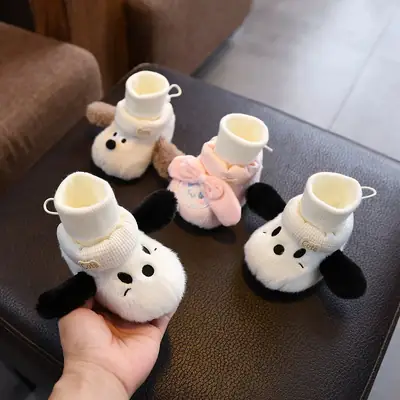 Baby Winter Velvet Shoes 0-12 Months Baby Pre-Step Shoes Anti-Falling Velvet Thickeneded Winter Baby Shoes for Men and Women