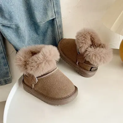 Baby Snow Boots, Winter Baby Toddler Shoes, 1 to 2 Years Old Boys' Fleece-Lined and Thickeneded Winter Shoes, Girls' Large Cotton Shoes