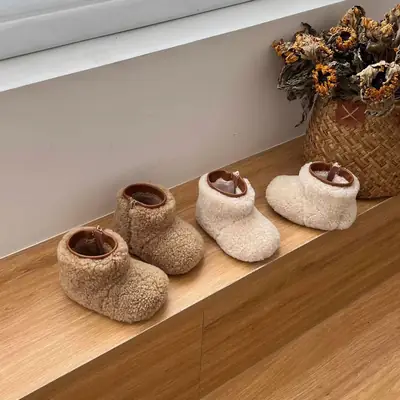 New Baby Girl Snow Boots Soft Sole Thickened Toddler Shoes Winter Boys Plus Plush Fur Shoes Baby Cotton Shoes