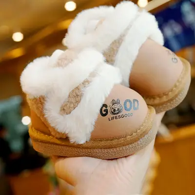 Toddler Shoes Winter Velvet Thickeneded Beginner Baby Shoes 1-2 Years Old Baby Shoes Soft Sole Anti-Ski Boots