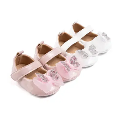 Amazon's Popular Baby Girl Rhinestone Princess Shoes 0-1 Years Old Bowknot Baby Walking Shoes Baby Shoes
