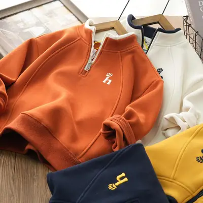 White Cotton Hoodie for Boys Spring 2026