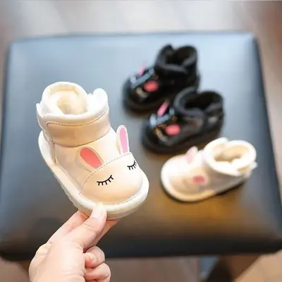 Baby Girl's Shoes, Winter Kidsren's Velvet Shoes, Infant Cotton Shoes, Soft-Soled Toddler Shoes, Men's One-Year-Old Baby Snow Boots