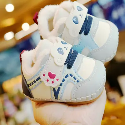 Baby Shoes Soft Sole Non-Slip Winter Fleece-Lined Thickeneded Beginner Baby Shoes 0-1 Years Old Toddler Shoes Warm
