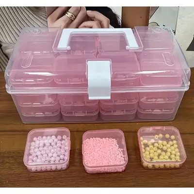 32Pcs Clear Plastic Storage Box Set Portable Crystal