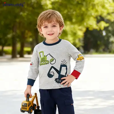 Kids Cotton T-Shirt Grey Spring Autumn New Design Small Medium