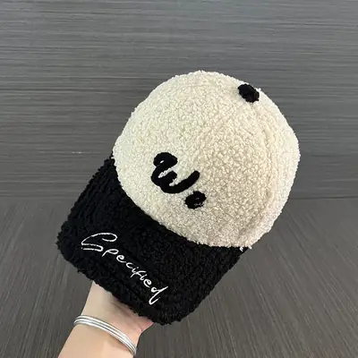 Women's Pink Embroidered Plush Baseball Cap