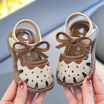 Baby Sandals Summer Girls Breathable Toe Cap Soft Sole