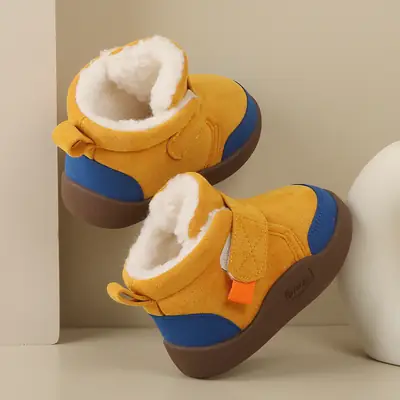 Winter Fleece Lined Toddler Boots Blue Brown Non-Slip