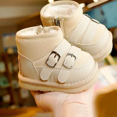 Toddler Shoes Winter Velvet Thickeneded Beginner Baby Shoes 1-2 Years Old Baby Shoes Soft Sole Anti-Ski Boots