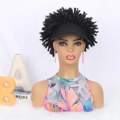 African Women's Curly Afro Hair Cap Wig Baseball Cap