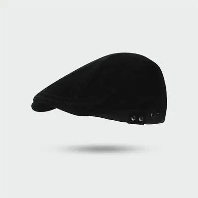 Black Retro Suede Beret Hat for Women Men